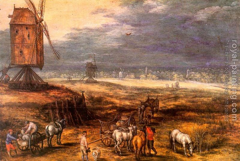 Jan The Elder Brueghel : Landscape with Windmills